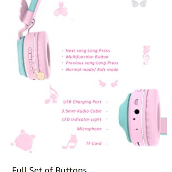Kids Headphones - Wireless/Bluetooth - Volume Limit/Mic/Hand-free - TF Card - Picture 13 of 14